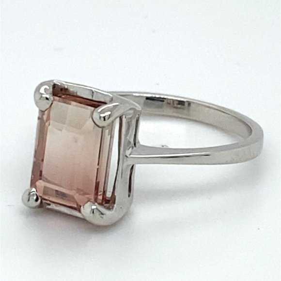 Bi Color Tourmaline 3.42ct Solid 14K White Gold Ring - Picture 3 of 6